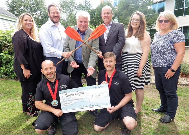 Dragon boat cheque presentation to Severn Hospice