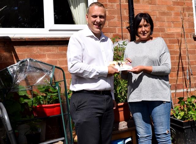 Housing Executive Luke Fearnall and Moira, our June Direct Debit winner!