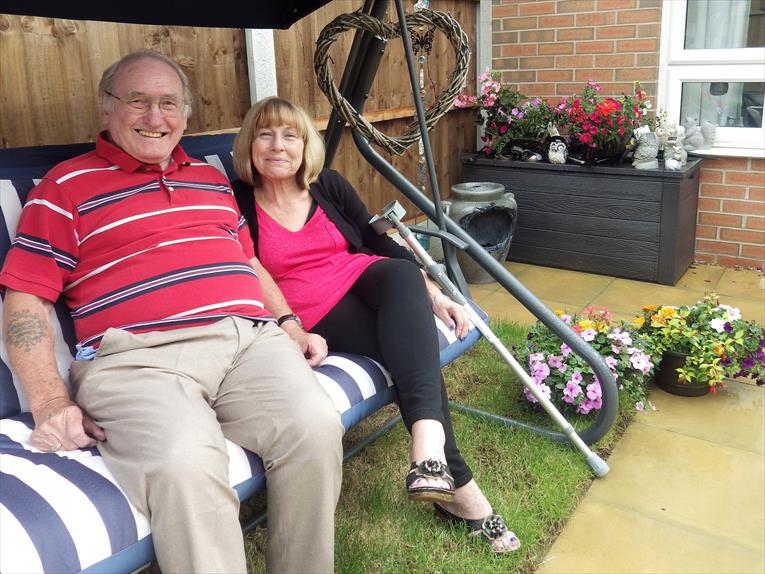 Linda and David McMillan at their bungalow on the new Park Road estate.